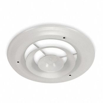 GRAINGER APPROVED Ceiling Diffuser Round Duct Size 10 Wht, 4JRL1