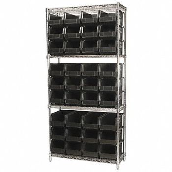 AKRO-MILS D5519 Bin Shlvng 14inx74inx36in Black, 4KEU3
