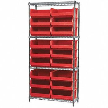 AKRO-MILS D5521 Bin Shlvng 14inx74inx36in Red, 4KEU5