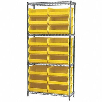 AKRO-MILS D5521 Bin Shlvng 14inx74inx36in Yellow, 4KEU6