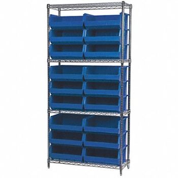 AKRO-MILS D5521 Bin Shlvng 14inx74inx36in Blue, 4KEU7