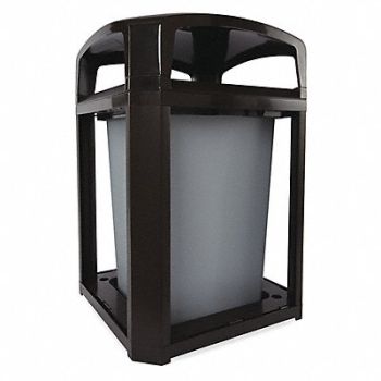 RUBBERMAID COMMERCIAL PRODUCTS Trash Can 35 gal Black Polycarbonate, 4KFP9