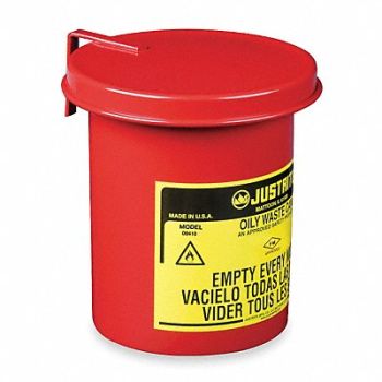 JUSTRITE Countertop Oily Waste Can 1/2 gal Steel, 4KPX1