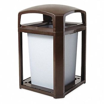 RUBBERMAID COMMERCIAL PRODUCTS Trash Can 35 gal Sable Polycarbonate, 4KRE1
