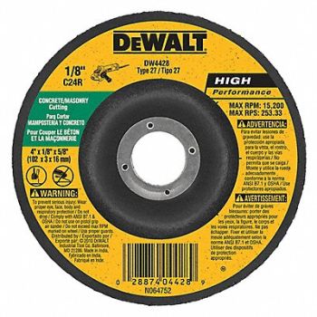 DEWALT Depressed Center Wheel T27 4x1/8x5/8 SC, 4KZ23