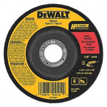DEWALT Depressed Center Whl T27 4.5x1/4x7/8 AO, 4KZ28