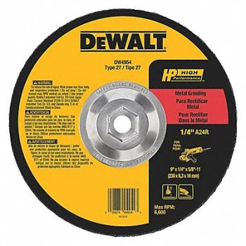 DEWALT Depressed Center Whl T27 9x1/4x5/8-11 AO, 4KZ80