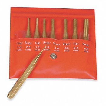 MITUTOYO Drive Pin Punch Set 8 Pieces Brass, 4LB29