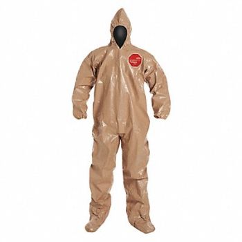 DUPONT Hooded Coverall w/Socks Tan S PK6, 29ER40