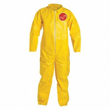 DUPONT D2248 Collared Coveralls Yellw 4XL PK12, 4LUD7