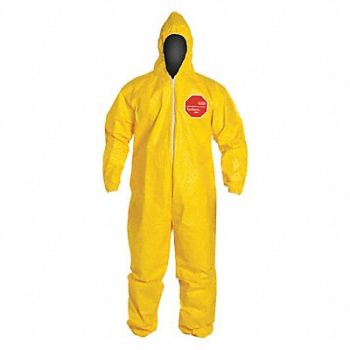 DUPONT Hooded Coverall Elastic Yellow XL PK12, 29EW13