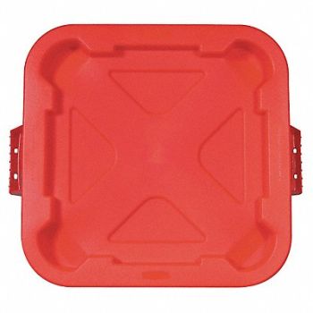 RUBBERMAID COMMERCIAL PRODUCTS Trash Can Top Flat Snap-On Closure Red, 4LZL9