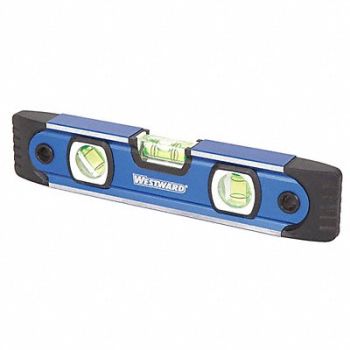 WESTWARD Magnetic Torpedo Level 9 L 3 Vials, 4MRX2