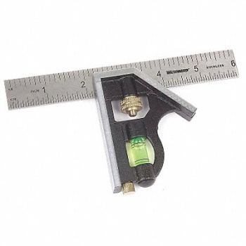 WESTWARD Combination Square 6 Black Zinc, 4MRX3
