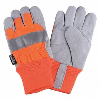 CONDOR D1697 Leather Palm Gloves Hi-Vis Orange XL PR, 4NHF7