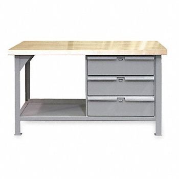 STRONG HOLD Workbench Butcher Block 60 W 36 D, 4NWG8