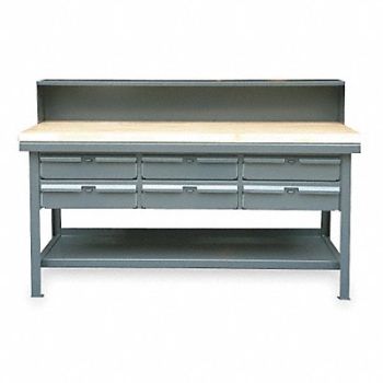 STRONG HOLD Workbench Butcher Block 60 W 36 D, 4NWH7