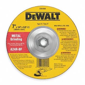 DEWALT Depressed Ctr Whl T27 4.5x1/4x5/8-11 AO, 4WM67