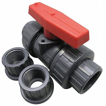 GRAINGER APPROVED PVC Ball Valve Union Socket/FNPT 3, 4PGD9
