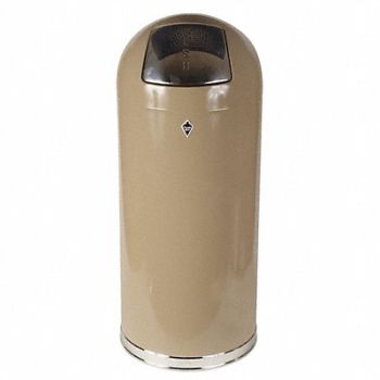 TOUGH GUY Trash Can Round 15 gal Beige, 4PGF9