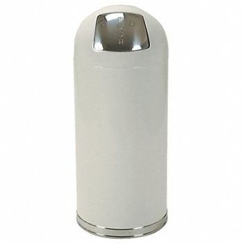 TOUGH GUY Trash Can Round 15 gal White, 4PGG1