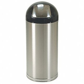 TOUGH GUY Trash Can Round 12 gal Silver, 4PGG4