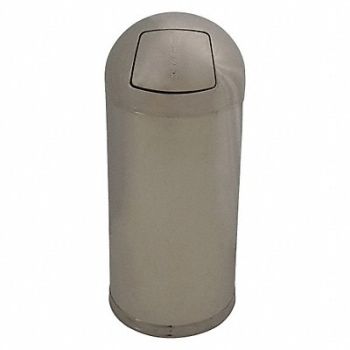 TOUGH GUY Trash Can Round 15 gal Silver, 4PGG5