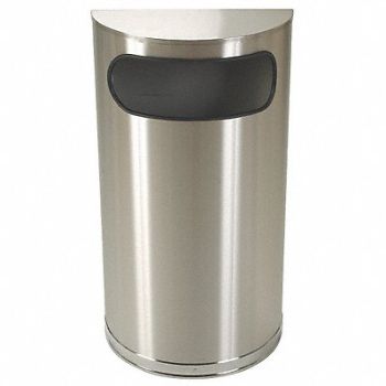 TOUGH GUY Wastebasket Half Round 9 gal Silver, 4PGG6