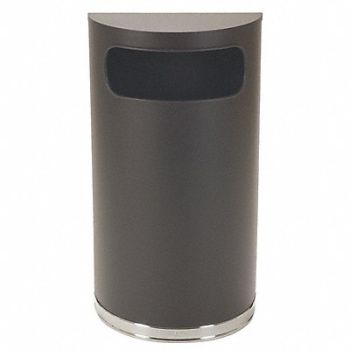 TOUGH GUY Wastebasket Half Round 9 gal Black, 4PGG7