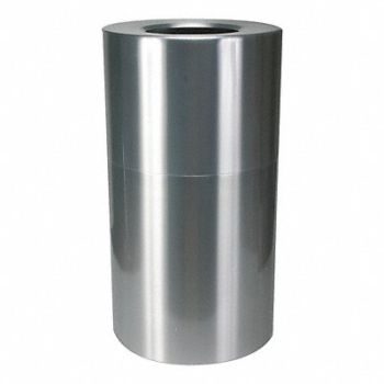 TOUGH GUY Trash Can Round 35 gal Silver, 4PGH1