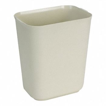 TOUGH GUY Wastebasket Rectangular 10 gal Beige, 4PGL9