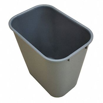 TOUGH GUY D2128 Wastebasket Rectangular 3-1/2 gal Gray, 4PGN4