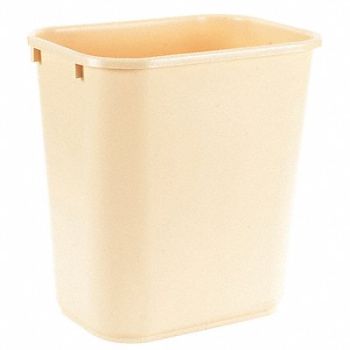 TOUGH GUY D2129 Wastebasket Rectangular 7 gal Beige, 4PGN6