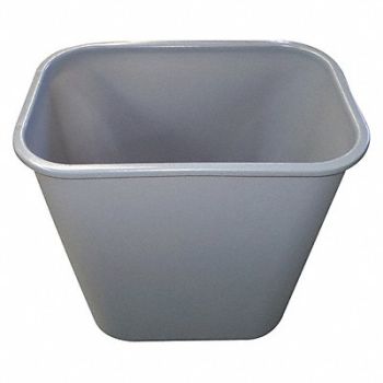 TOUGH GUY D2131 Trash Can Rectangular 10-21/64 gal Gray, 4PGP1