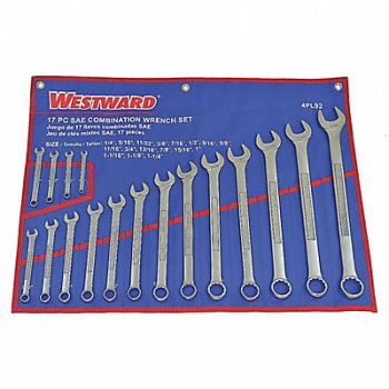 WESTWARD Combo Wrench St CV Steel Satin Offset, 4PL92