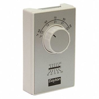 DAYTON Line Volt NP Analog Tstat 1H White SPST, 4PU49