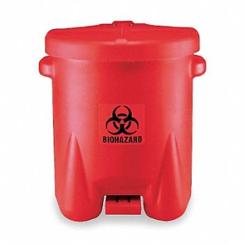 EAGLE Biohazard Step On Waste Container Red, 4RF69