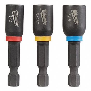 MILWAUKEE Nutsetter Set Steel Impact Rated, 4RRP3