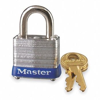 MASTER LOCK Keyed Padlock 1/2 in Rectangle Silver, 4T089