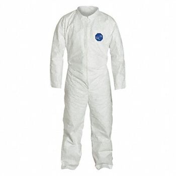 DUPONT Collared Coverall Elastic White XL PK25, 25RP74