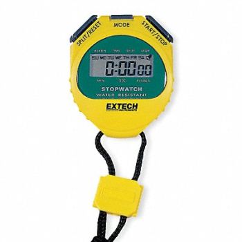 EXTECH Stopwatch Yellow Water Resistant, 9VM16