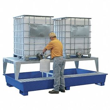 DENIOS Twin IBC Containment Unit 36 in H Blue, 4UED1