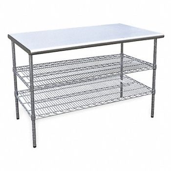 GRAINGER APPROVED Fixed Work Table SS 60 W 30 D, 4UEL8