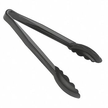 CAMBRO Tong Scallop Grip 6 in Black PK12, 6ZEL7
