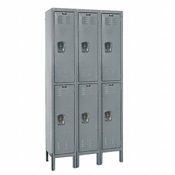 HALLOWELL G3774 Wardrobe Locker Lvrd 3 Wide 2 Tier Gray, 4VET9