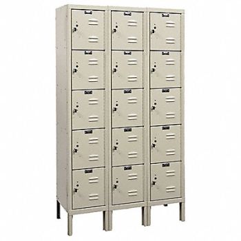 HALLOWELL G3802 Box Lockr Lvred 3 Wide 5 Tier Tan, 4VEW6