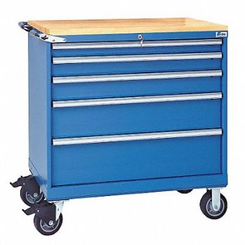 LISTA Mod Drwr Cab 43-1/4 H 5 Drwr Bright Blue, 4VZU9