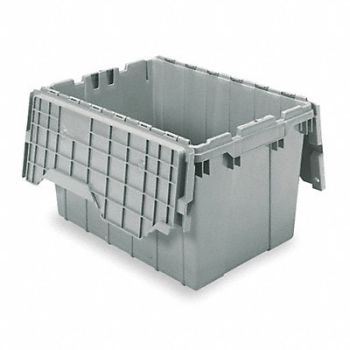 AKRO-MILS F8959 Attached Lid Ctr Gray Solid Ind Grd Poly, 4W024