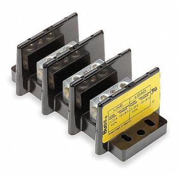 BUSSMANN Mintr Distr Block Al/Cu 600V AC/DC, 4XK12