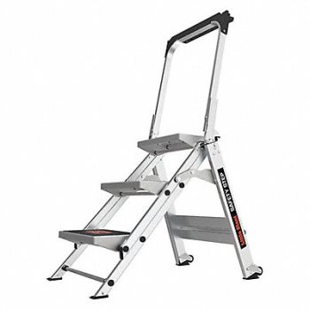 LITTLE GIANT Safety Step Stool Alum 2-1/6ft H 300 lb, 4XN35